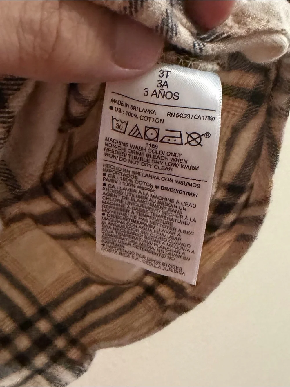 Old Navy Size 3t Kids Plaid Button-Down Flannel Shirt Brown Cream